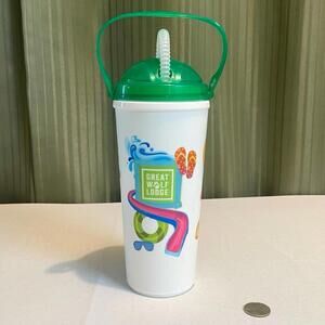 Great Wolf Lodge 24 oz Souvenir Cups Lid Handle Straw Whirley 8"